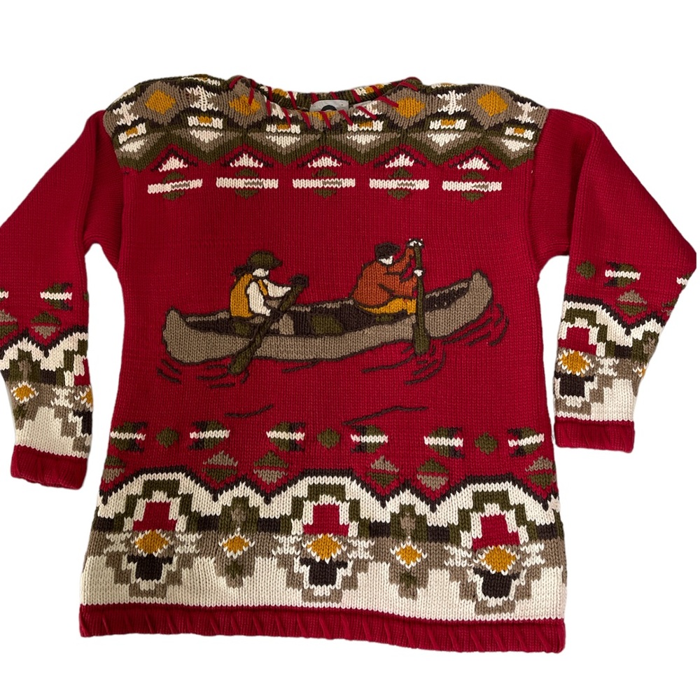 Vintage Chaus Sport Handknit Folk Sweater Oversized Size Small